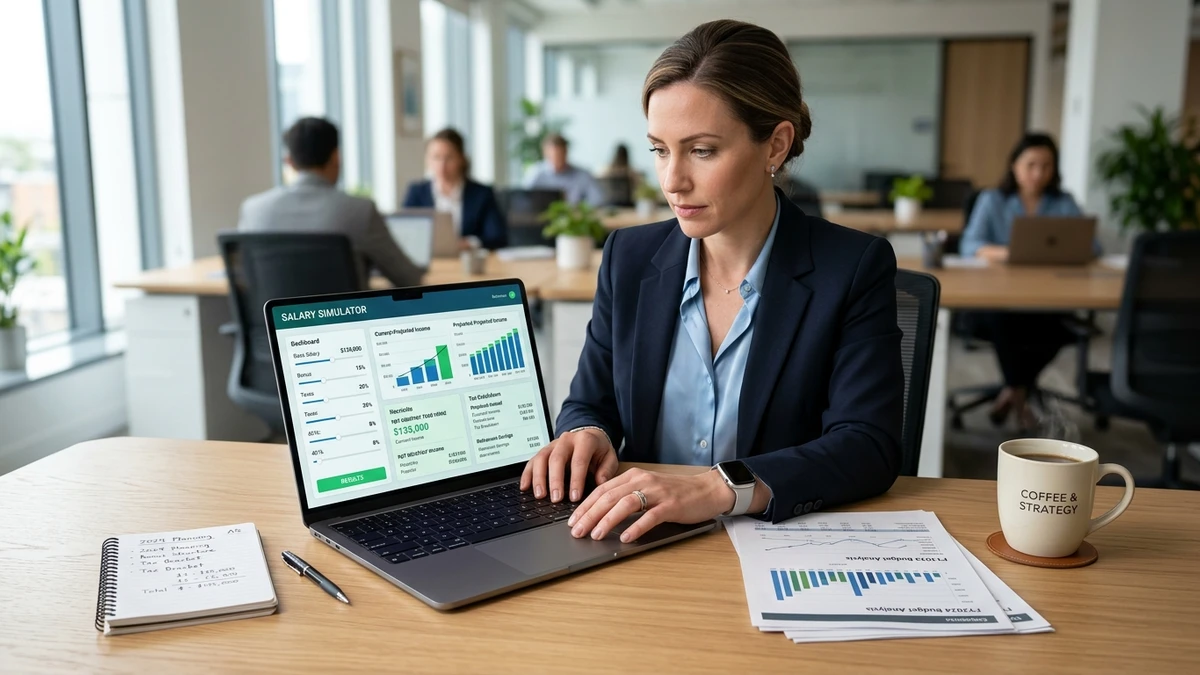 Utilisation d'un simulateur de salaire brut et net sur ordinateur portable pour estimer le coût employeur